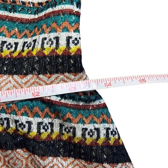 Teeze Me Juniors 3 Brown Tan Stripe Aztec Print Scoop Neck Fit And Flare Dress - Picture 7 of 8